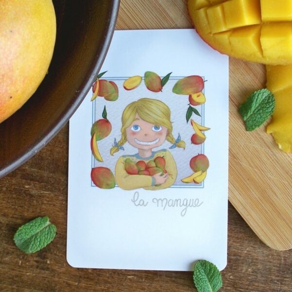 Allez Lou illustrations nouvelle carte illustrée fruit : La mangue