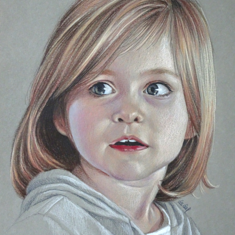 Portrait d'enfant sur commande – Crayons de couleur – Allez Lou