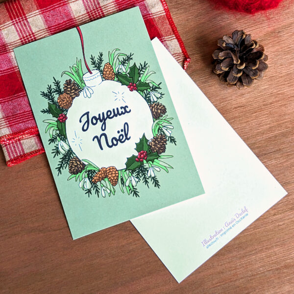 Carte illustrée Joyeux Noël ambiance hivernale