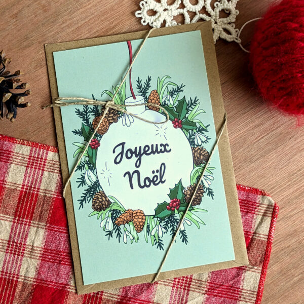 Carte illustrée Joyeux Noël ambiance hivernale